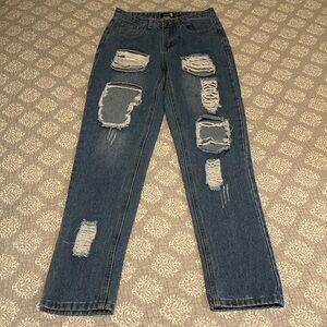 Boohoo Blue Ripped Jeans